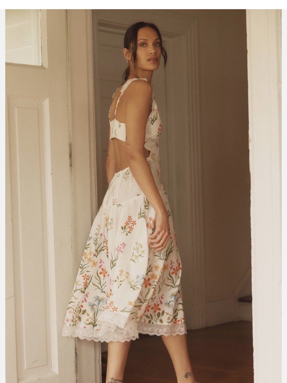 Anthropologie White Maxi Dress with Multicolor Floral Embroidery - Picture 2 of 5